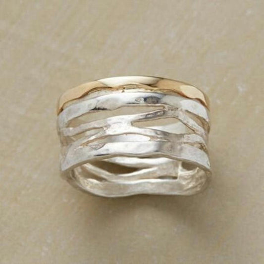 Vintage gold & silver hollow ring