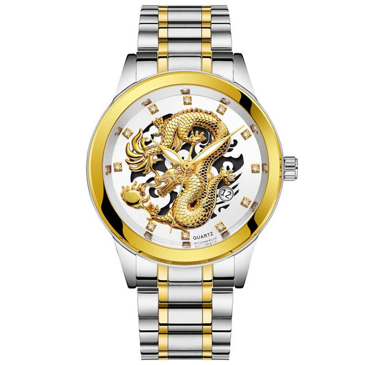 Omar - Ultraflache Goldene Drachen Uhr