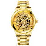 Omar - Ultraflache Goldene Drachen Uhr