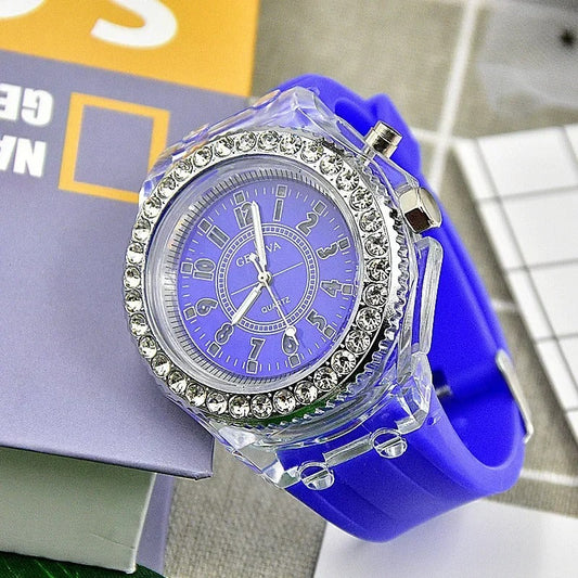 Henri - Luminous Rubber Uhr mit rundem Diamant-Zifferblatt