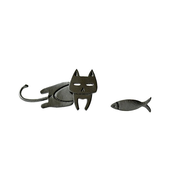 Laurianna - Sterling Cat Fisch-Ohrstecker