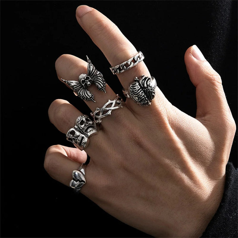 Logan - Gothic Rebellen Ring-Set