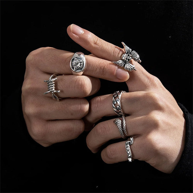 Logan - Gothic Rebellen Ring-Set